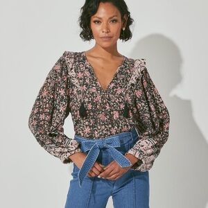Cleobella Brynlee Floral Cotton Balloon Sleeve Blouse